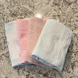 4 new Soft Muslin Baby receiving blankets Set